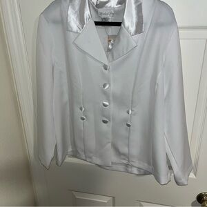 Elegant White Satin Blazer Pride & Joy new nwt 18 petite bride bridal wedding